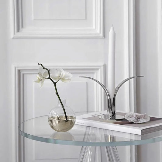 Ljusstake i silver 2-pack – Flora