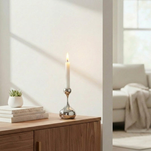 Ljusstake i silver – Droppen Liten – 15 cm