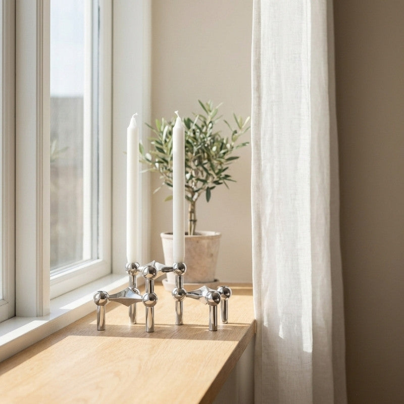 Ljusstakar i silver – Forma – 3 pack