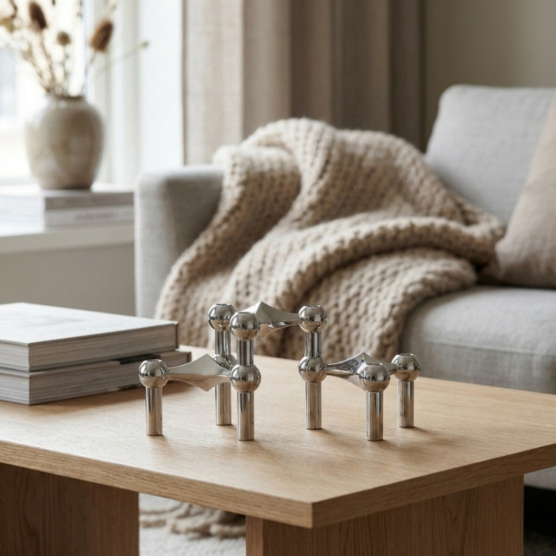 Ljusstakar i silver – Forma – 3 pack