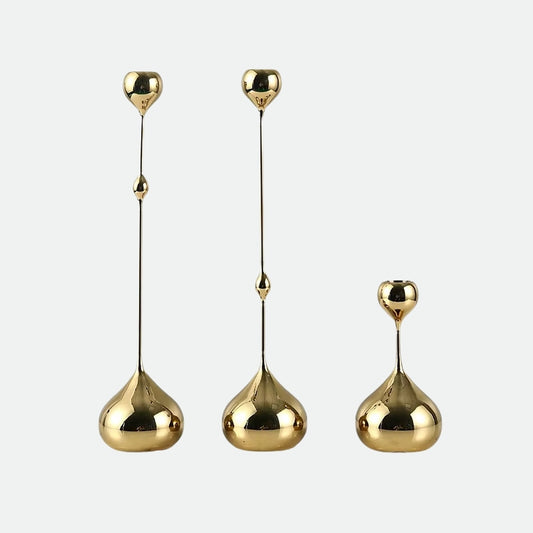Ljusstake i mässing 3 delar – Droppen – 15–35 cm