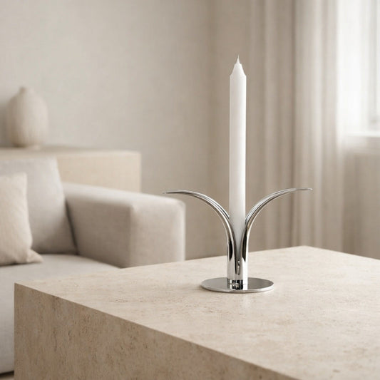 Ljusstake i silver 2-pack – Flora