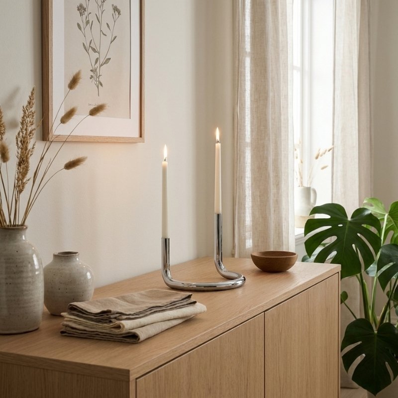 Ljusstake i silver – Svala – Modern design